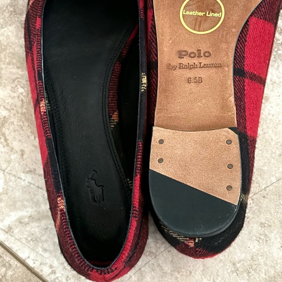 Authentic Polo By Ralph Lauren Tartan Plaid Bow Accented Wool Flats Size 6.5 - Picture 6 of 12